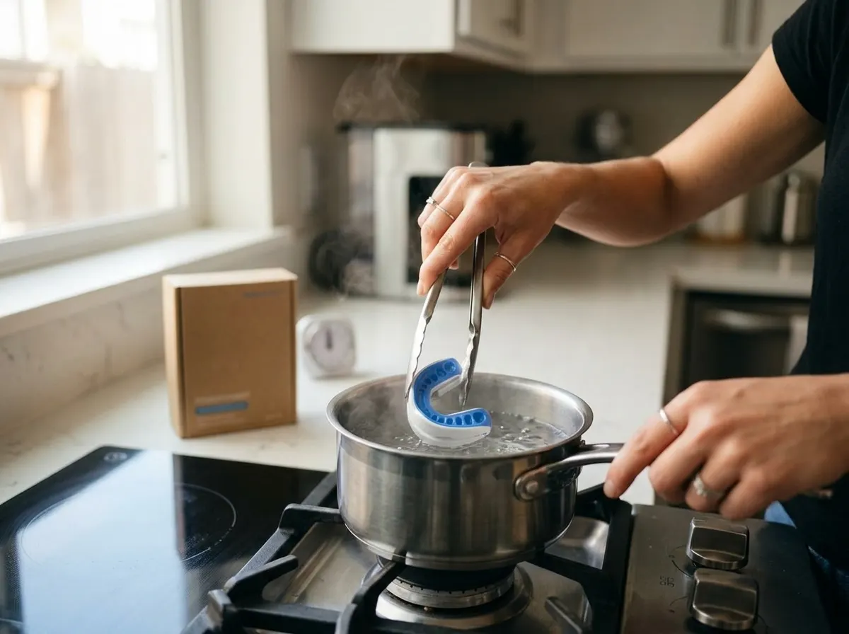 Boil-and-bite custom fit eliminates the $500–$2K dentist appointment
