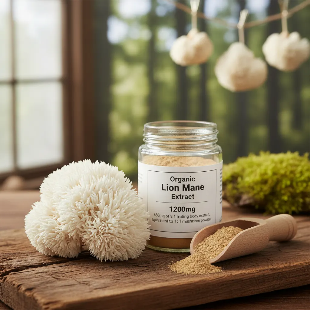 Organic Lion's Mane Extract (1200mg (360mg of 8:1 fruiting body extract, equivalent to 2880mg of 1:1 mushroom powder))