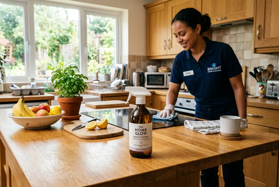 photograph of Professional House Cleaning Service in a real in-use moment — the product placed or held prominently in a wa...