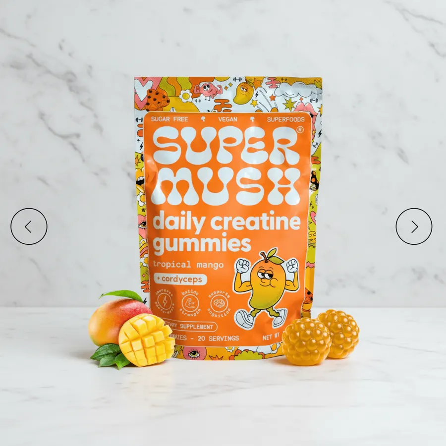 Busy professional or athlete grabbing a convenient gummy from pocket or bag mid-day, effortless ritual replacing powder ro...
