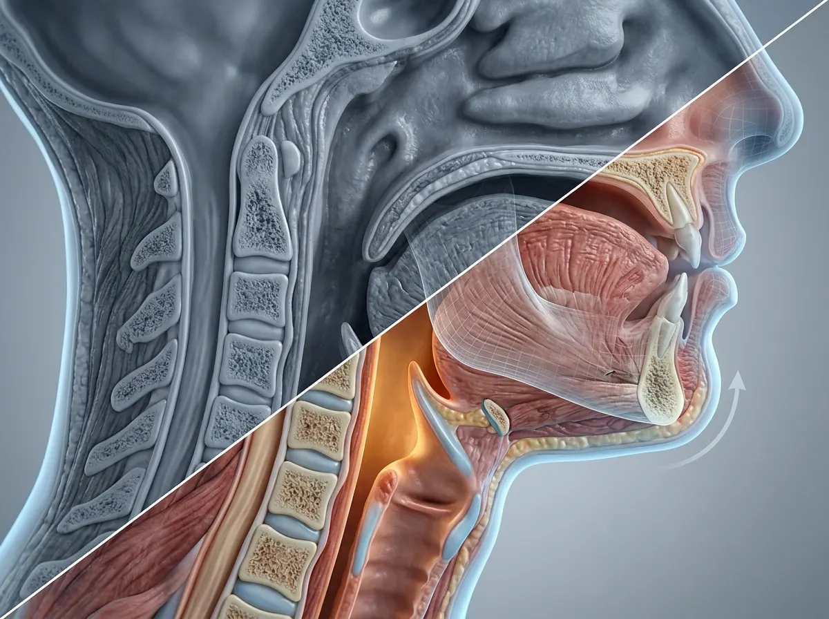 Mandibular advancement opens the airway at its source