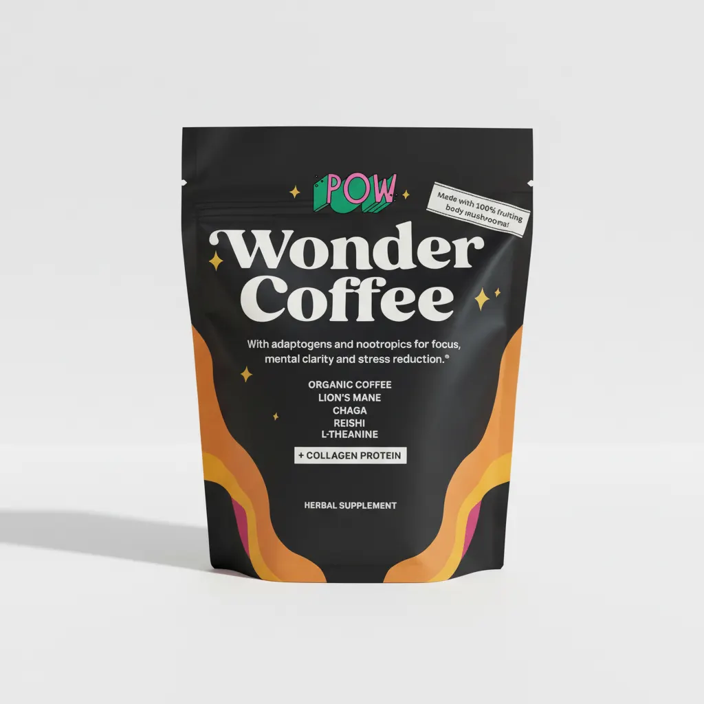 mushroom coffee powder jar modern kitchen countertop