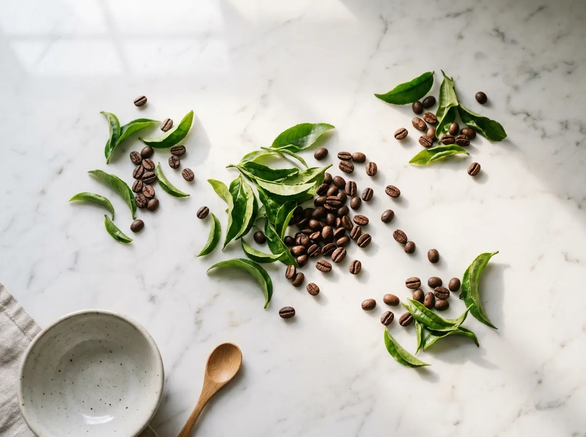 Caffeine firms skin while green tea supports elasticity