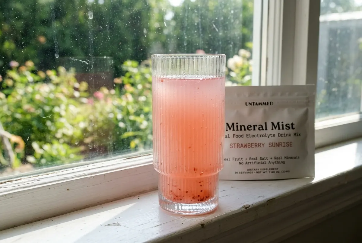 The strawberry seeds sink, so swirl and drink