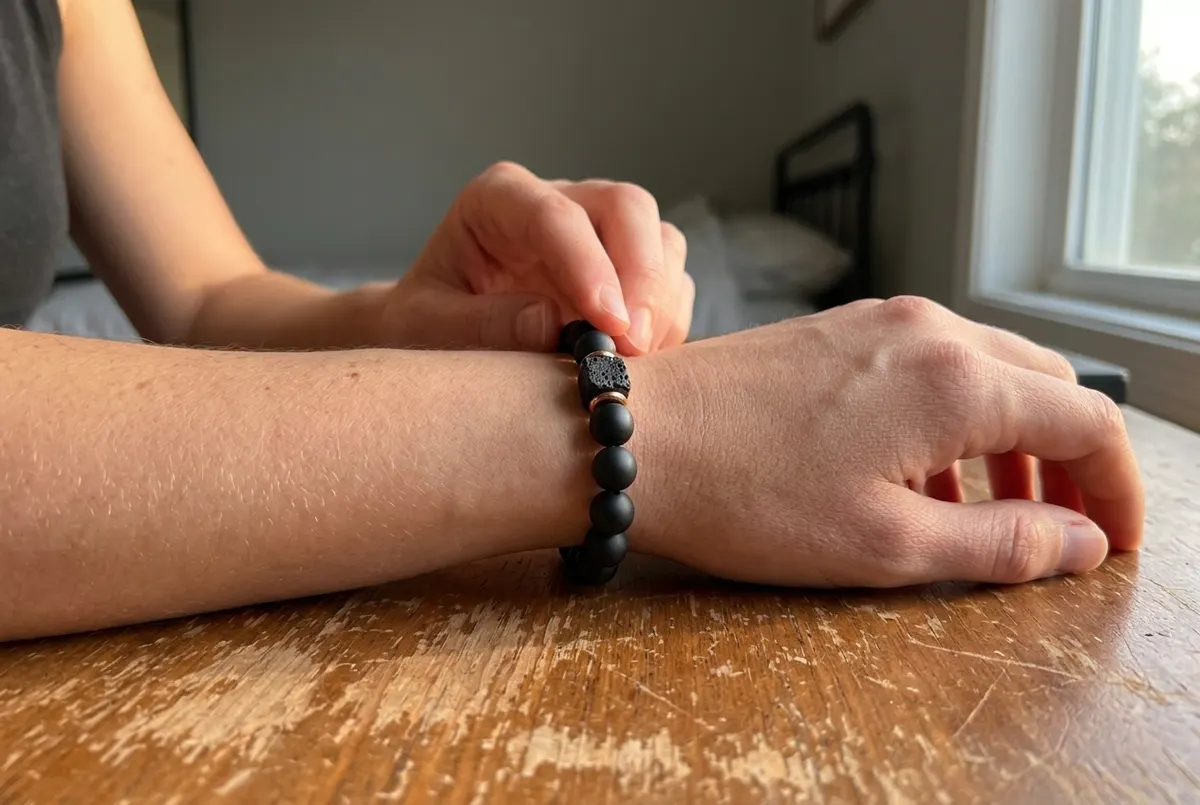 Grounding stone activates calm when anxiety rises