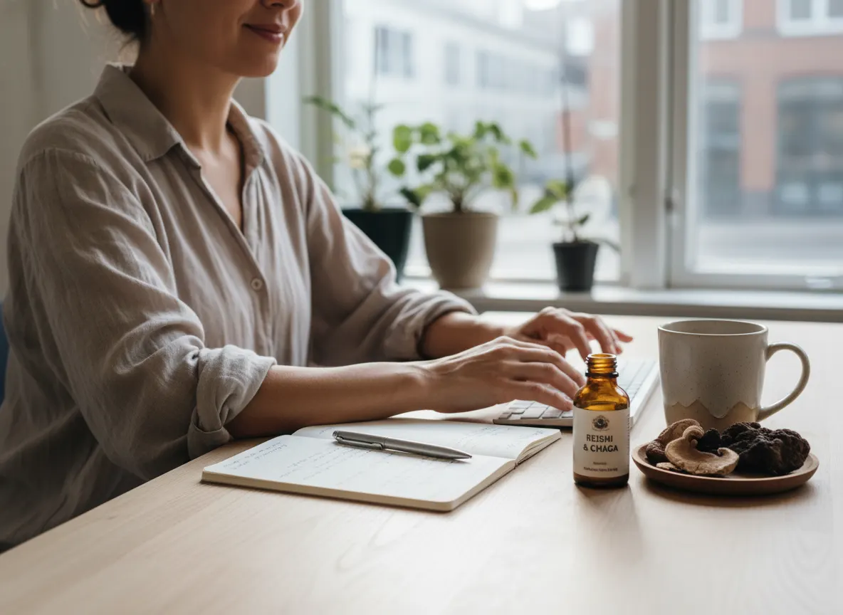 Reishi and Chaga address stress while you get energy