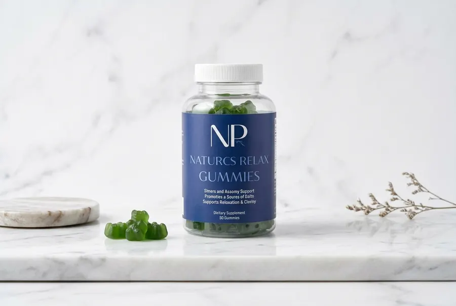 Clean product shot of NarrowPath supplement packaging on a white marble surface, soft , sharp focus, professional but appr...