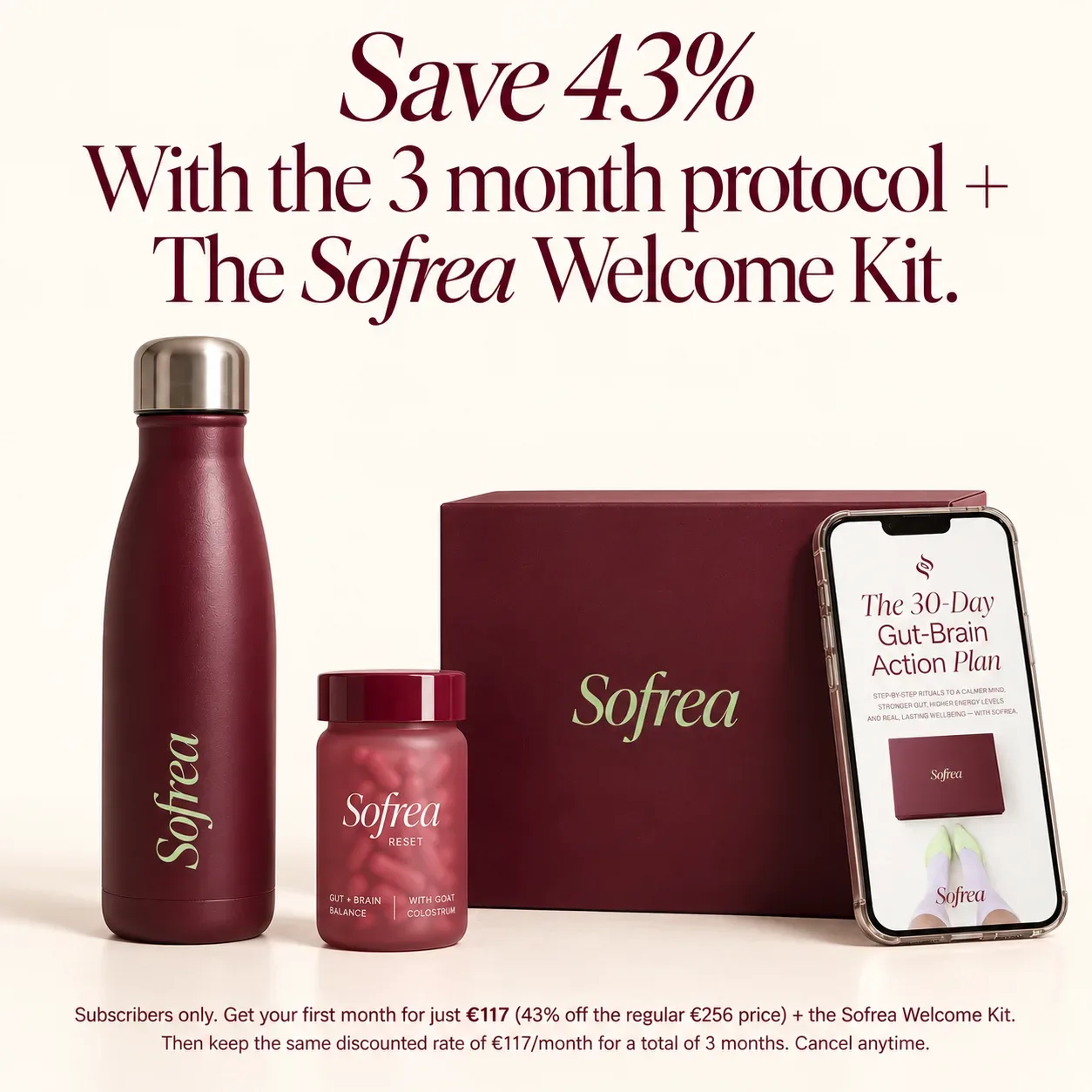 photograph of Sofrea in a real in-use moment — the product placed or held prominently in a warm, authentic everyday settin...